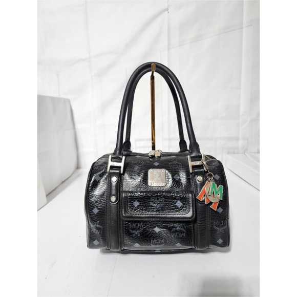 Authentic MCM Visetos Front Pocket Boston Bag Black - Picture 1 of 16